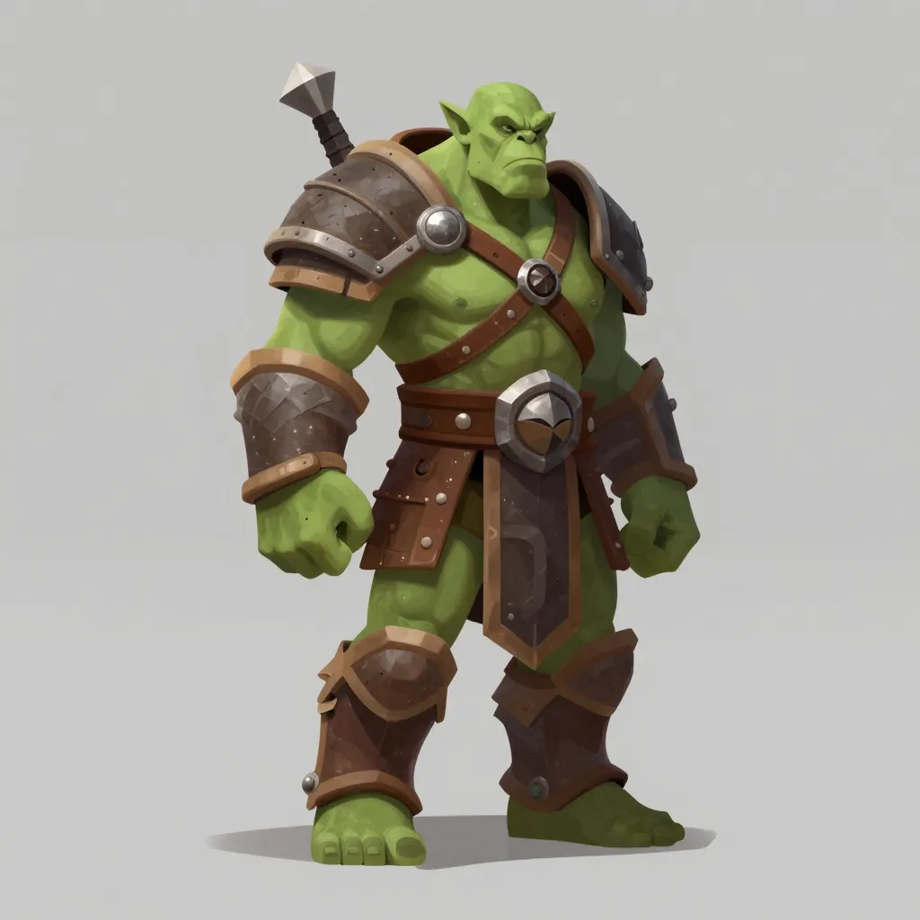 AI-generated concept art of an orc berserker, part of the orc-warband sample set.