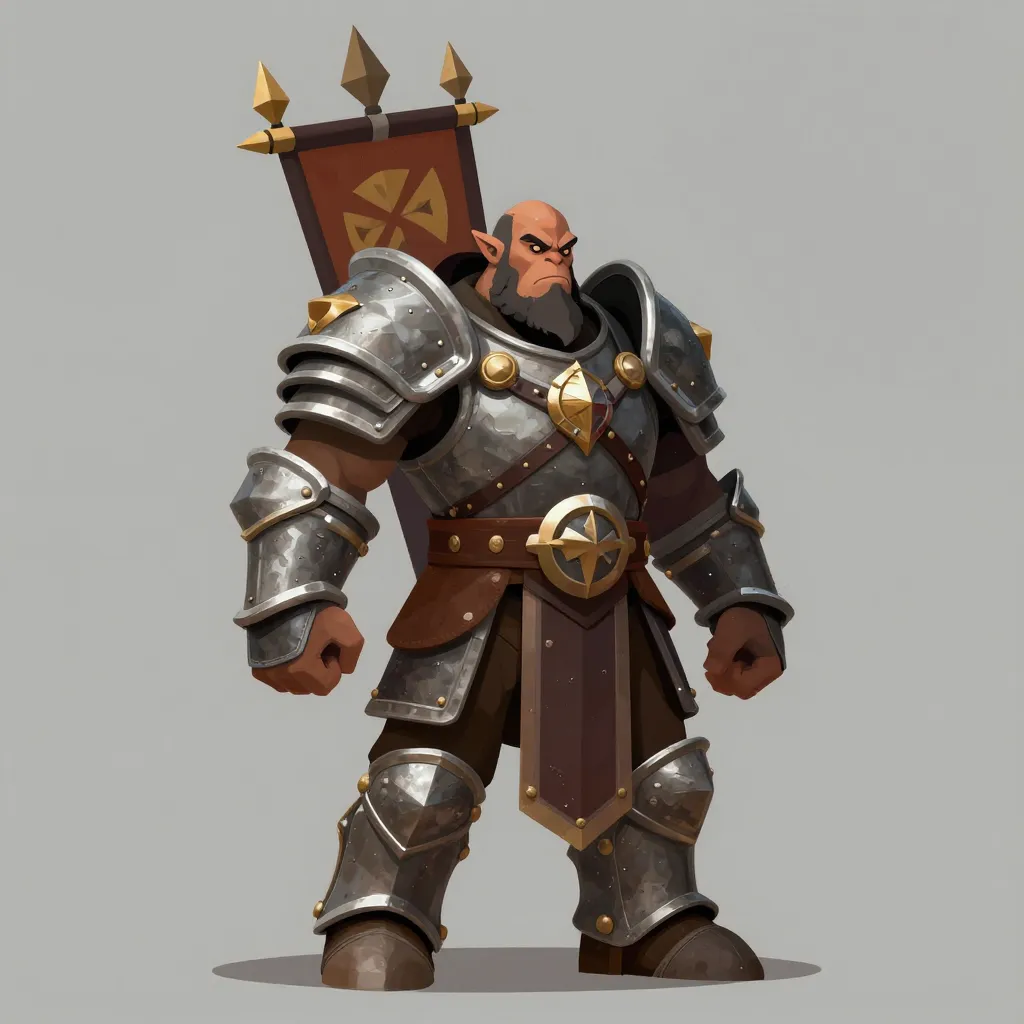 AI-generated concept art of an orc warchief, part of the orc-warband sample set.